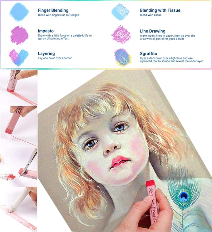 6pcs Square Black Soft Pastel Set, Professional Artist's Sketching Chalk - Image 6