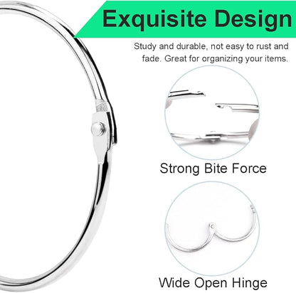 CooBigo Loose Leaf Binder Rings 1 Inch Metal Book Ring Clip - Image 8