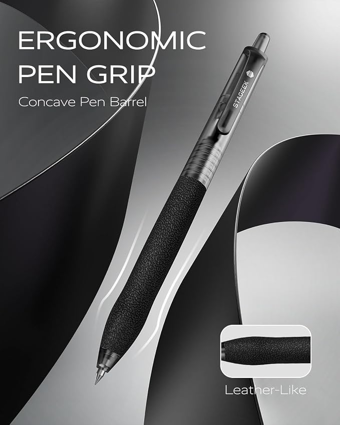 0.5mm Gel Pens Fine Point Smooth Writing Pens, Retractable Leather-Like Black - Image 4