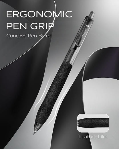 0.5mm Gel Pens Fine Point Smooth Writing Pens, Retractable Leather-Like Black - Image 4