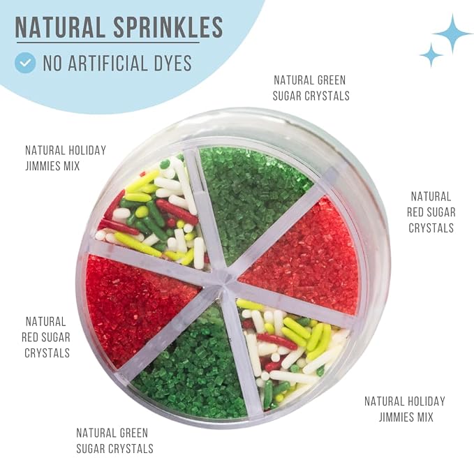 Sweets Indeed Dye Free Christmas Sprinkles – 2.75 oz 6-Cell Holiday Jar | Red - Image 2