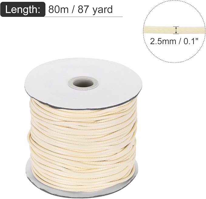MECCANIXITY Waxed Cord 2.5mm Waxed Polyester Cord 87 Yard Wax String - Image 2