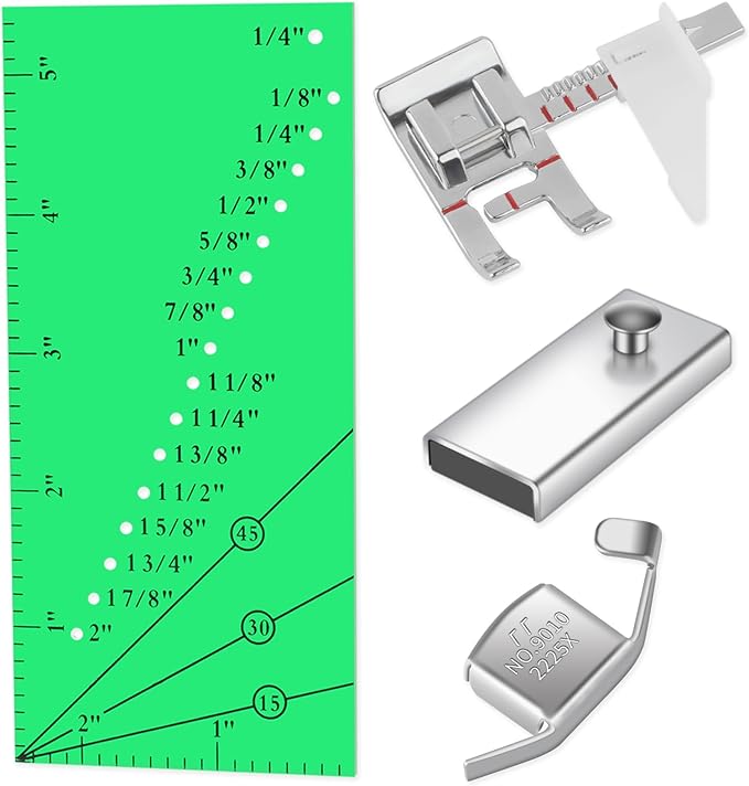 Adjustable Magnetic Seam Guide Ruler, 4-Piece Sewing Machine Accessory Set by RAPUDA