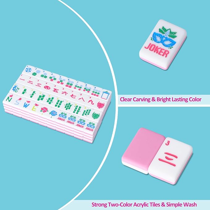 American Mahjong Tile Set with Carrying Bag and Accessories, 160 Acrylic - Image 4