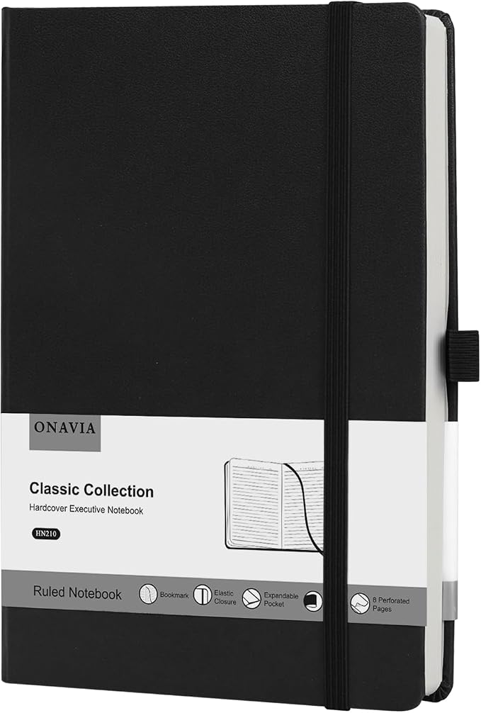 Lined Journal Notebooks for Work, A5 Size 100 GSM Thick Paper, Classic Ruled by ONAVIA