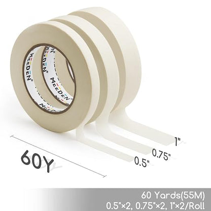 MEEDEN 6 Packs White Artist Tape, 0.5" 0.75" 1.0" x 60 Yard, Acid-Free Painters - Image 2