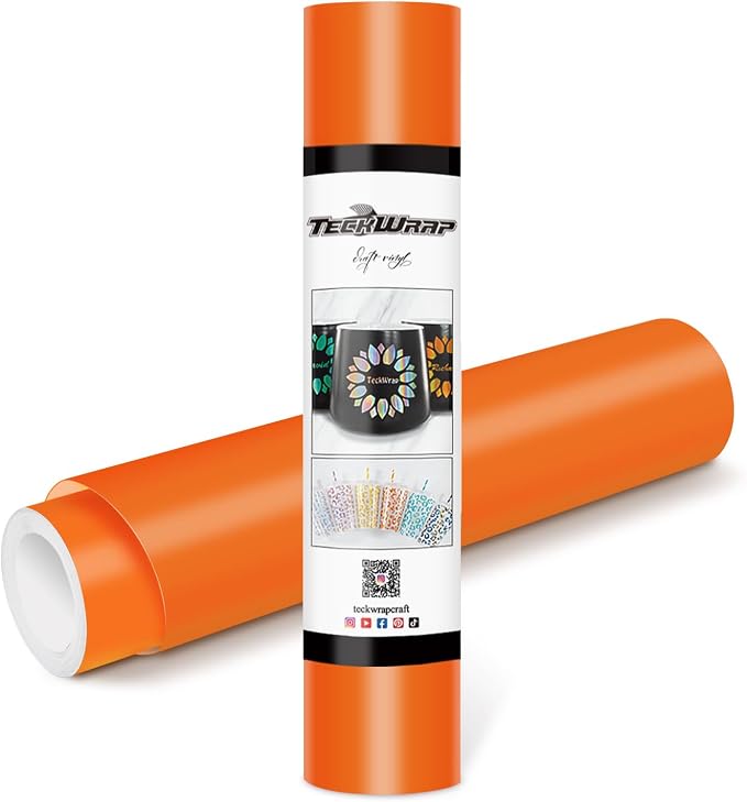 TECKWRAP Permanent Adhesive Vinyl 12" x 10ft, Matte Orange by TECKWRAP