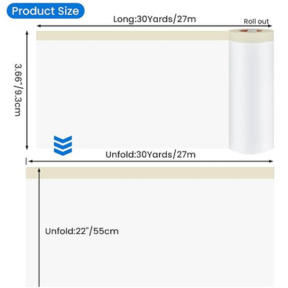 TAPEBEAR Upgrade Pre-Taped Masking Film Extra Thick, High Temp Tape and Drape - Image 7