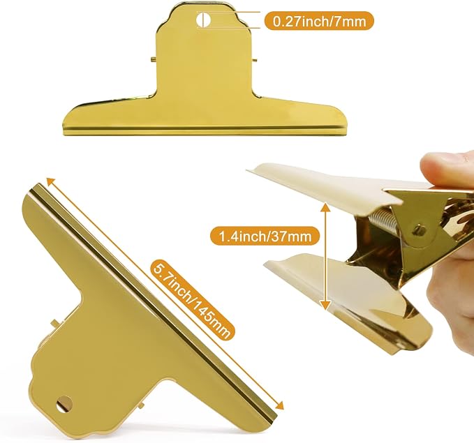 Coideal Gold Metal Bulldog Paper Clips, 3 Pack Stainless Steel Large Bull Clips - Image 5