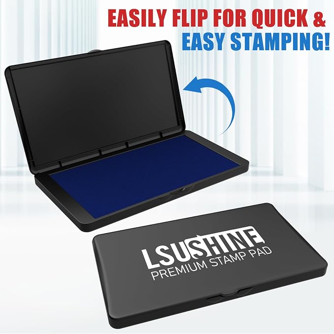 Large Stamp Pad, 6.1 x 3.4 Inch Blue Ink Pad Premium Quality Felt Pad Rubber - Image 3