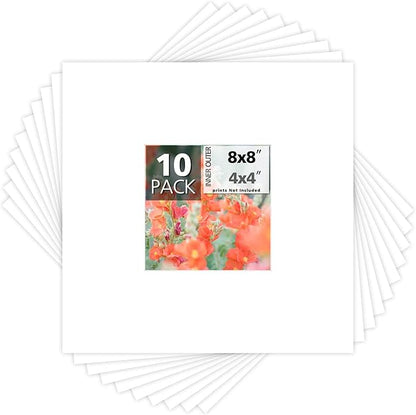 Mat Board Center, 8x8 for 4x4 White Photo Picture Mats by MatBoardCenter