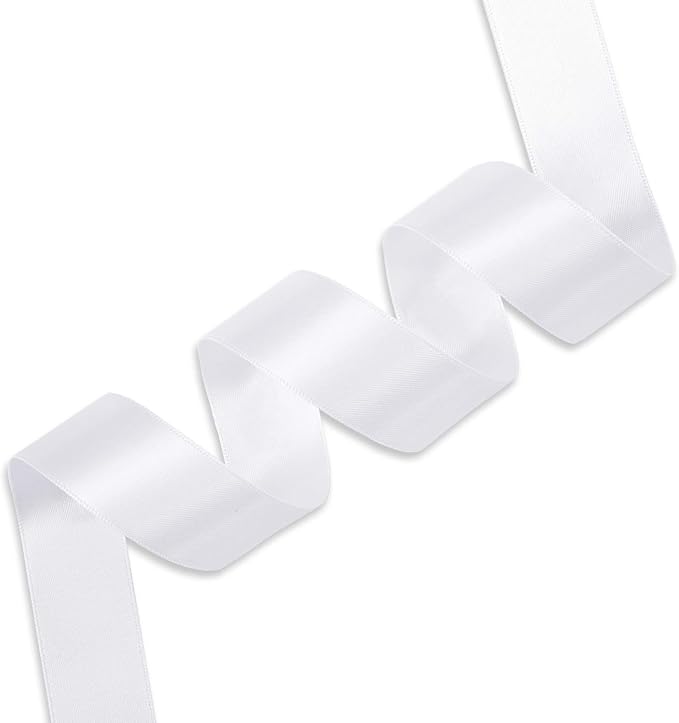 Satin Ribbon 1 Inch White Double Faced - Image 2