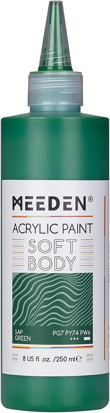 MEEDEN Soft Body Acrylic Paint: Sap Green Matte Finish - 250ml/8.45oz Bulk by MEEDEN
