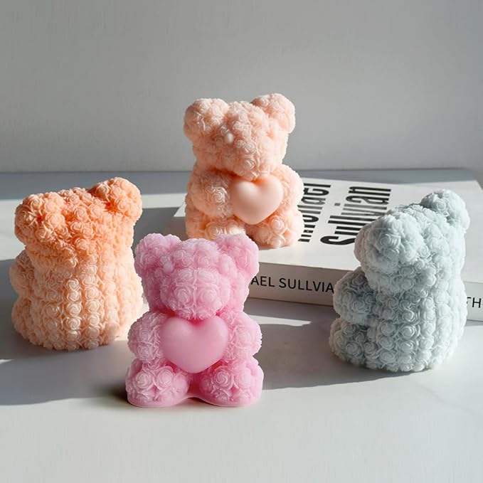 Rose Bear Candle Mold, Teddy Bear Silicone Molds - Image 9