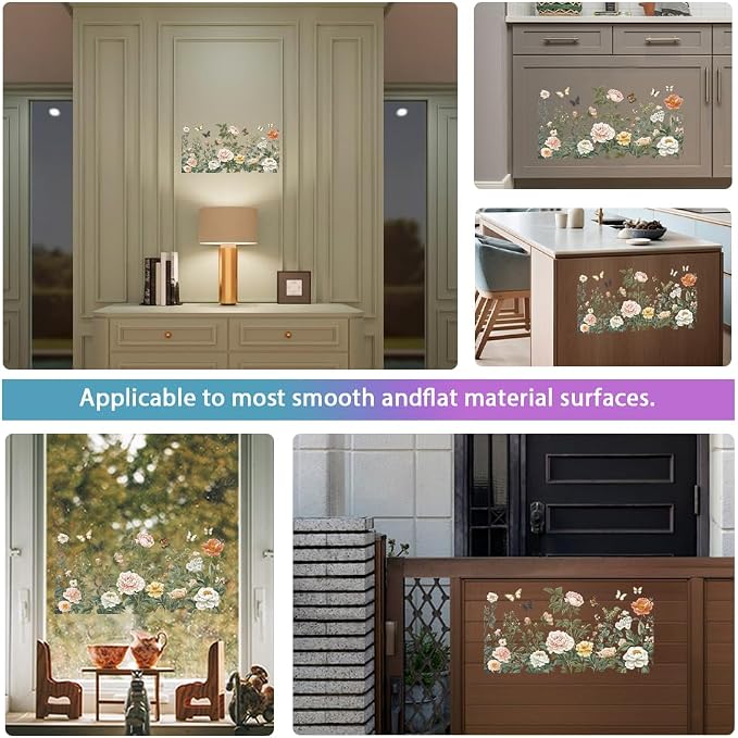 GLOBLELAND 4 Sheets Light Vintage Florals Furniture Transfer 11.8x5.9inch - Image 5