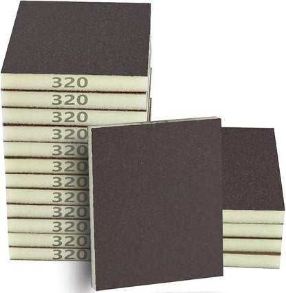 16PCS 320 Grits Sanding Sponge Fine Coarse Sanding Block, Washable and Reusable by Necosthua