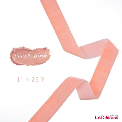 LaRibbons Thin Velvet Ribbon 1 Inch x 25 Yards, Peach Pink Velvet Ribbon - Image 5