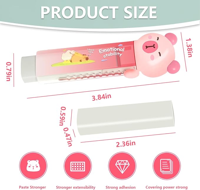 3Pcs Retractable Pencil Erasers, Cute Erasers, Kawaii Capybara Eraser, Suitable - Image 4