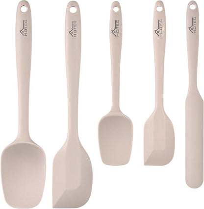 HOTEC 600℉ Heat Resistant BPA-Free Silicone Rubber Spatula Set, Kitchen Cooking by Hotec