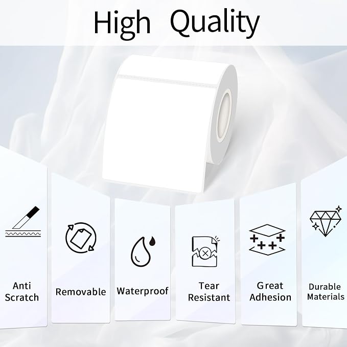 White Square Thermal Labels Stickers 3 x 3 Inch, Self-Adhesive Waterproof - Image 3