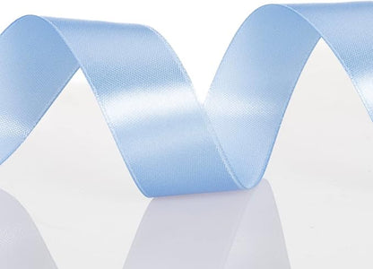 1 Inch Sky Blue Solid Satin Ribbon, 50 Yards Craft Fabric Ribbon - Image 4