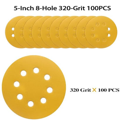 100PCS 5 Inch 8 Hole Sanding Discs 320 Grit - Image 2