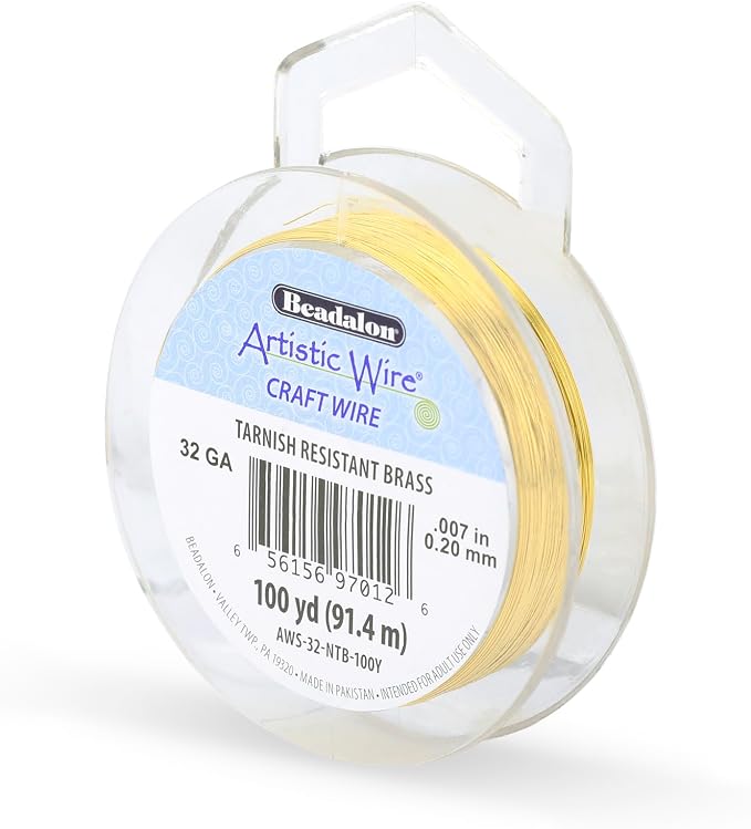 Artistic Wire, 32 Gauge Tarnish Resistant Brass Craft Wire, 100 yd by Unknown