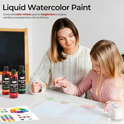 Nicpro 6 Colors Liquid Watercolor Paint Set, 4oz Liquid Watercolor Paint - Image 7