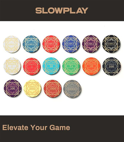 SLOWPLAY Nash Ceramic Poker Chips in Bulk, Casino Grade Ceramic 10-Gram Poker - Image 6