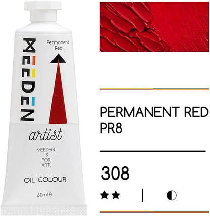 MEEDEN Artist Grade Oil Paint: Permanent Red - 60ml/2oz Tube - Professional Art - Image 2