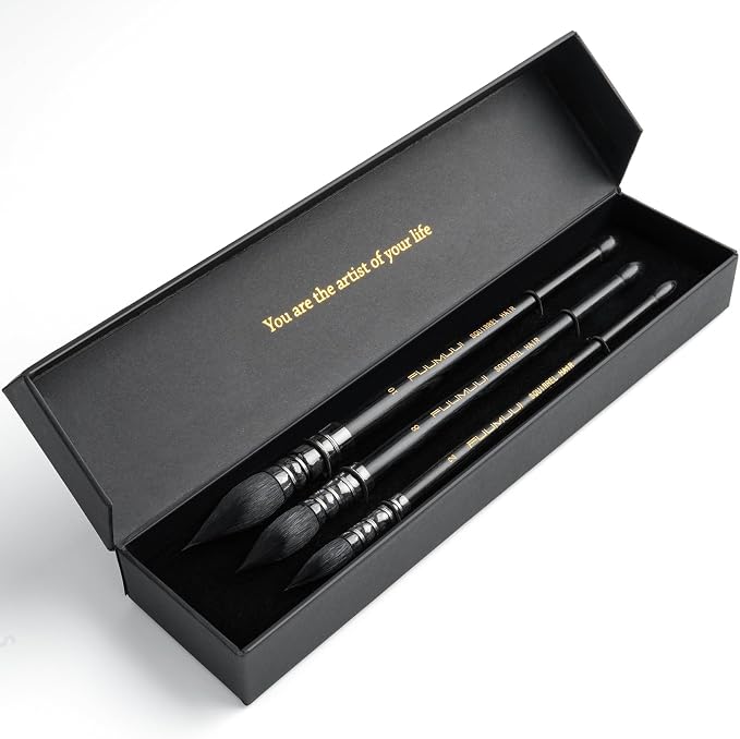 3PCS Squirrel Hair Watercolor Brushes, Fuumuui Professional Mop Round Quill - Image 6