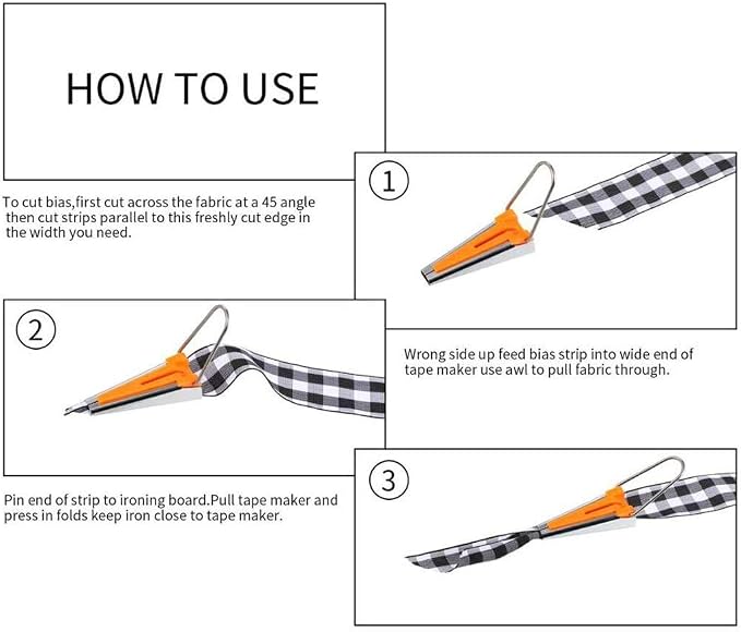 Bias Tape Makers Kit of 5 Sizes 1/4" 3/8" 1/2" 3/4" 1" DIY Quilting Tools Kit - Image 3