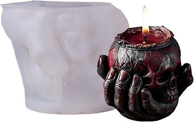 Halloween Skull Hand Ghost Cylinder Molds Silicone Wave Spiral Candle Mold - Image 3