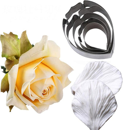 KALAIEN 5pcs Stainless Steel Peony Cutter 2pcs Fondant Silicone Mold Gumpaste - Image 5