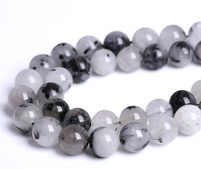 AAA Natural Black Quartz Rutilated Beads Round Loose Beads - Image 4