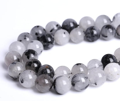 AAA Natural Black Quartz Rutilated Beads Round Loose Beads - Image 4