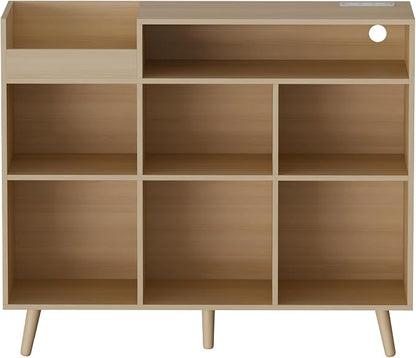 Cozy Castle Large Record Player Stand, Vinyl Storage Cabinet Mid Century Modern - Image 9