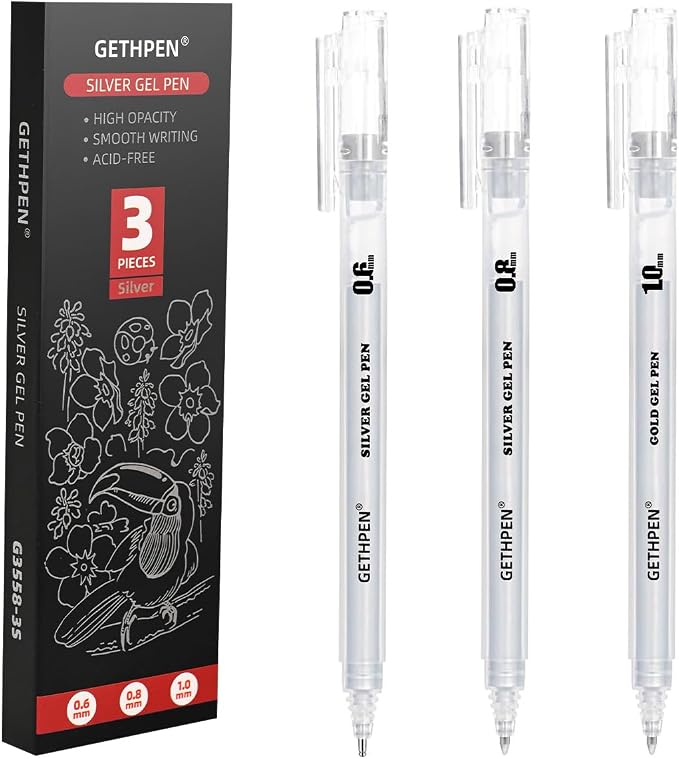 Silver Gel Pens 3-Pack by GETHPEN