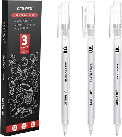 Silver Gel Pens 3-Pack by GETHPEN