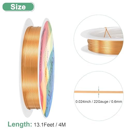 0.6 mm/22 Gauge Copper Wire for Jewelry Making, 13.1FT Copper Beading Craft - Image 3