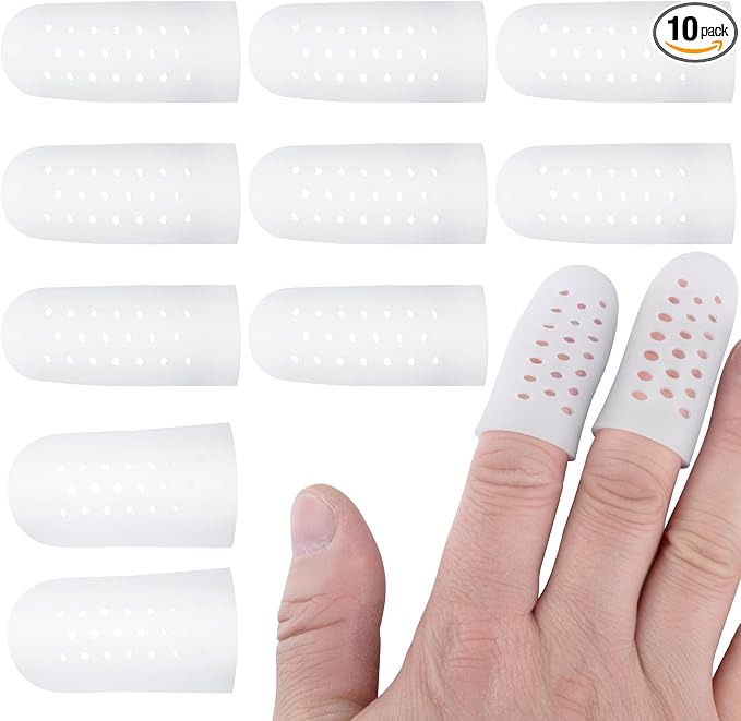 PAGOW 10pcs Gel Finger Cots/Covers, Silicone Finger Protector Support, Finger by PAGOW