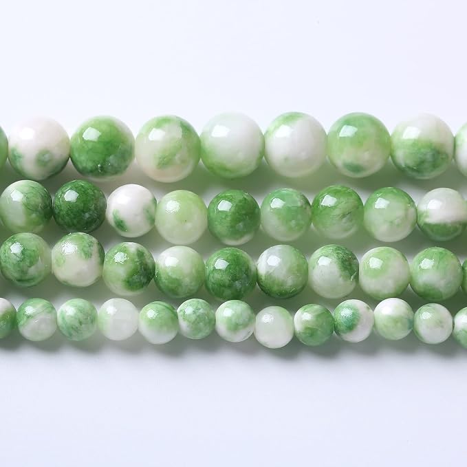 60pcs 6mm Natural Green White Persian Jade Stone Round Beads by NaturalStoneBeads