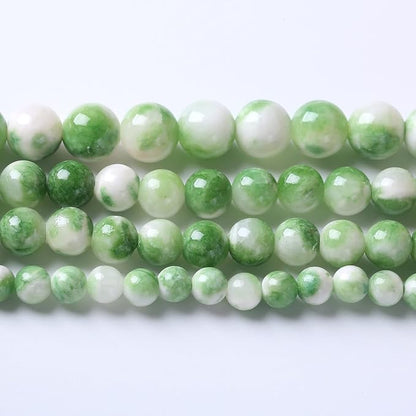 60pcs 6mm Natural Green White Persian Jade Stone Round Beads by NaturalStoneBeads