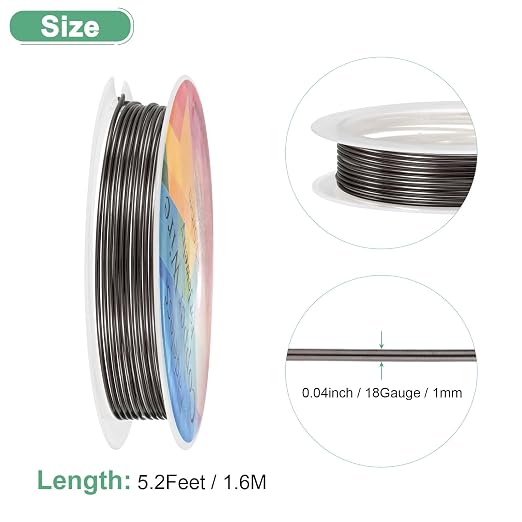 1 mm/18 Gauge Copper Wire for Jewelry Making, 5.2FT Copper Beading Craft Wire - Image 3