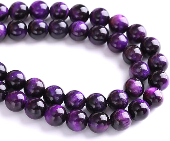 8mm 45pcs A+ Natural Purple Tiger Eye Stone Beads Round Spacer Loose Beads - Image 4