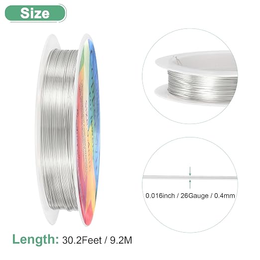 0.4 mm/26 Gauge Copper Wire for Jewelry Making, 30.2FT Copper Beading Craft - Image 3