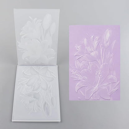 BAOFALI 3D Embossing Folder for Card Making, Lily Flowers Clear Plastic Texture - Image 5