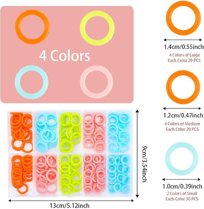 LUNARM 220 Pcs Knitting Stitch Marker, Random Colors O-Rings - Image 2