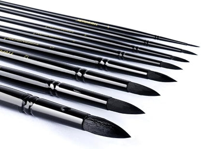 Transon 8pcs Round Watercolor Paint Brush Set Goat Hair - Image 2
