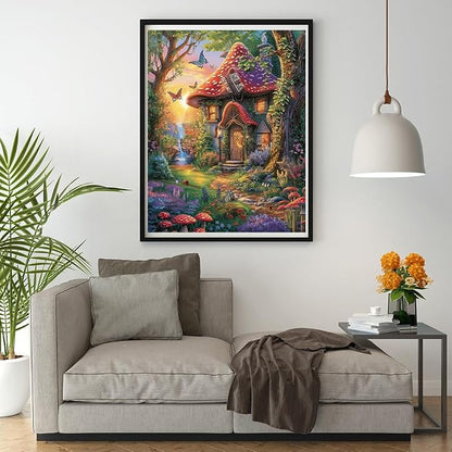 Art Crafts 14ct Counted Cross Stitch Patterns Kits Mushroom House Butterflies - Image 2